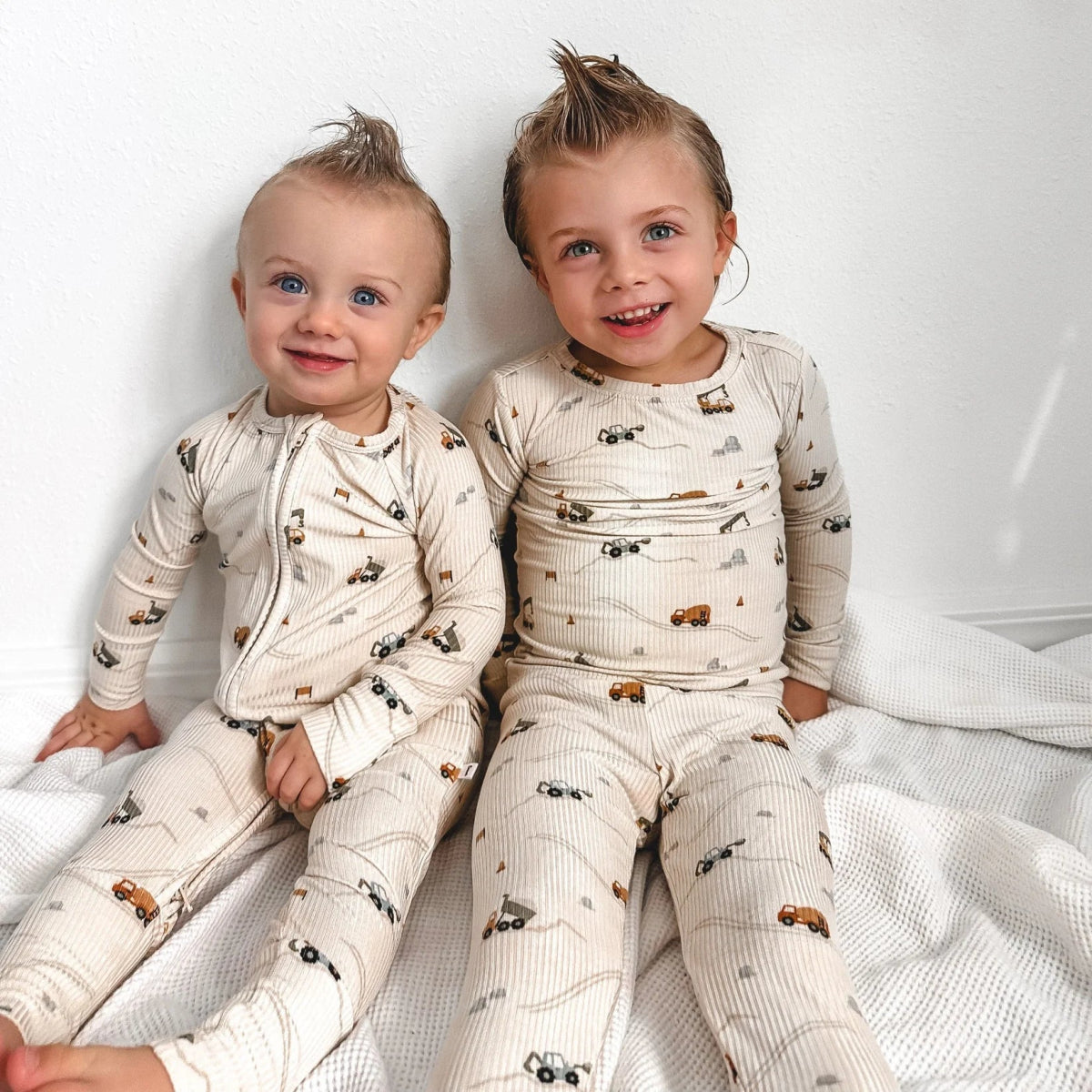 Construction Small Ribbed Zip Romper - Brave Little Ones Baby & Toddler Clothing sold by Rosebud & Jo