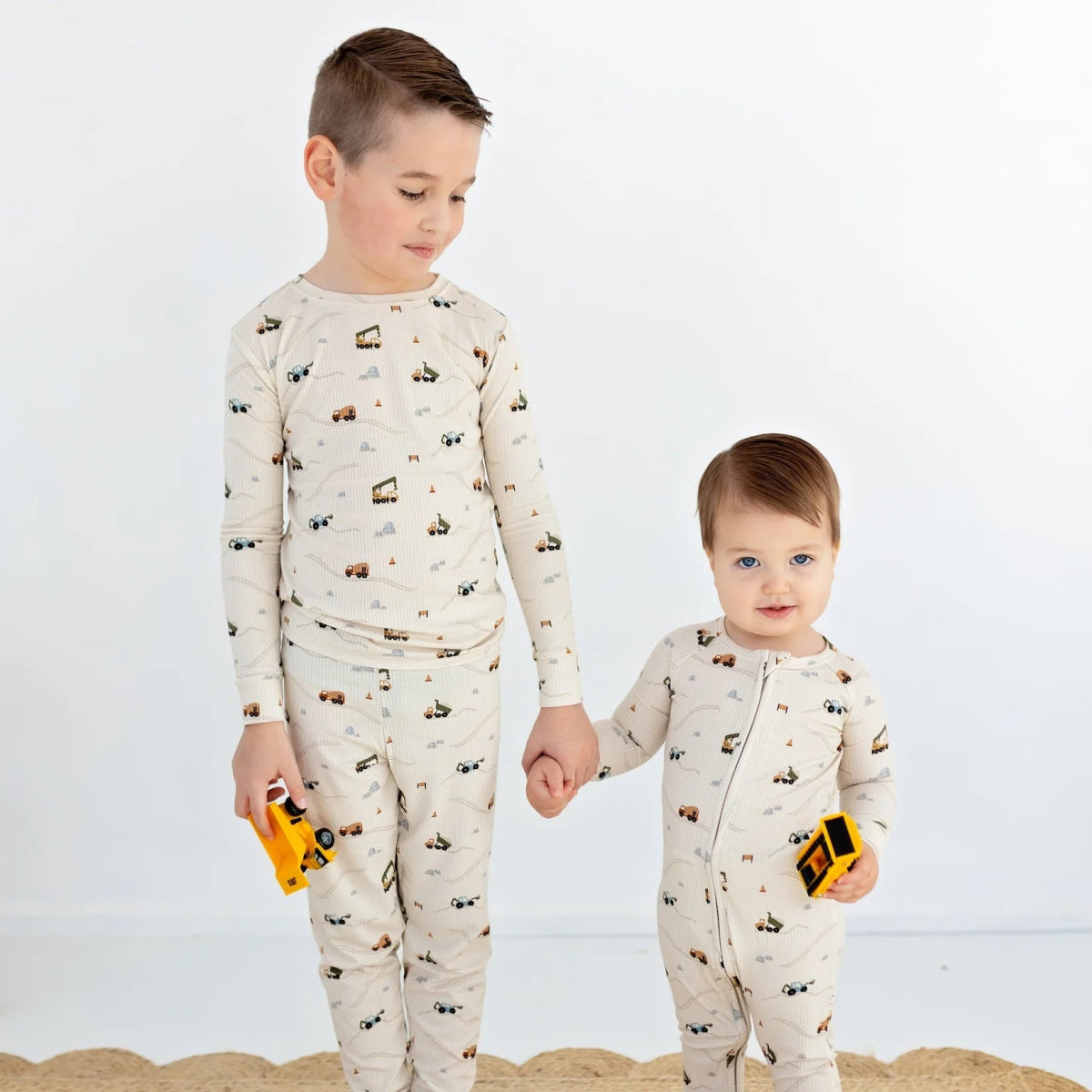Construction Small Ribbed Zip Romper - Brave Little Ones Baby & Toddler Clothing sold by Rosebud & Jo