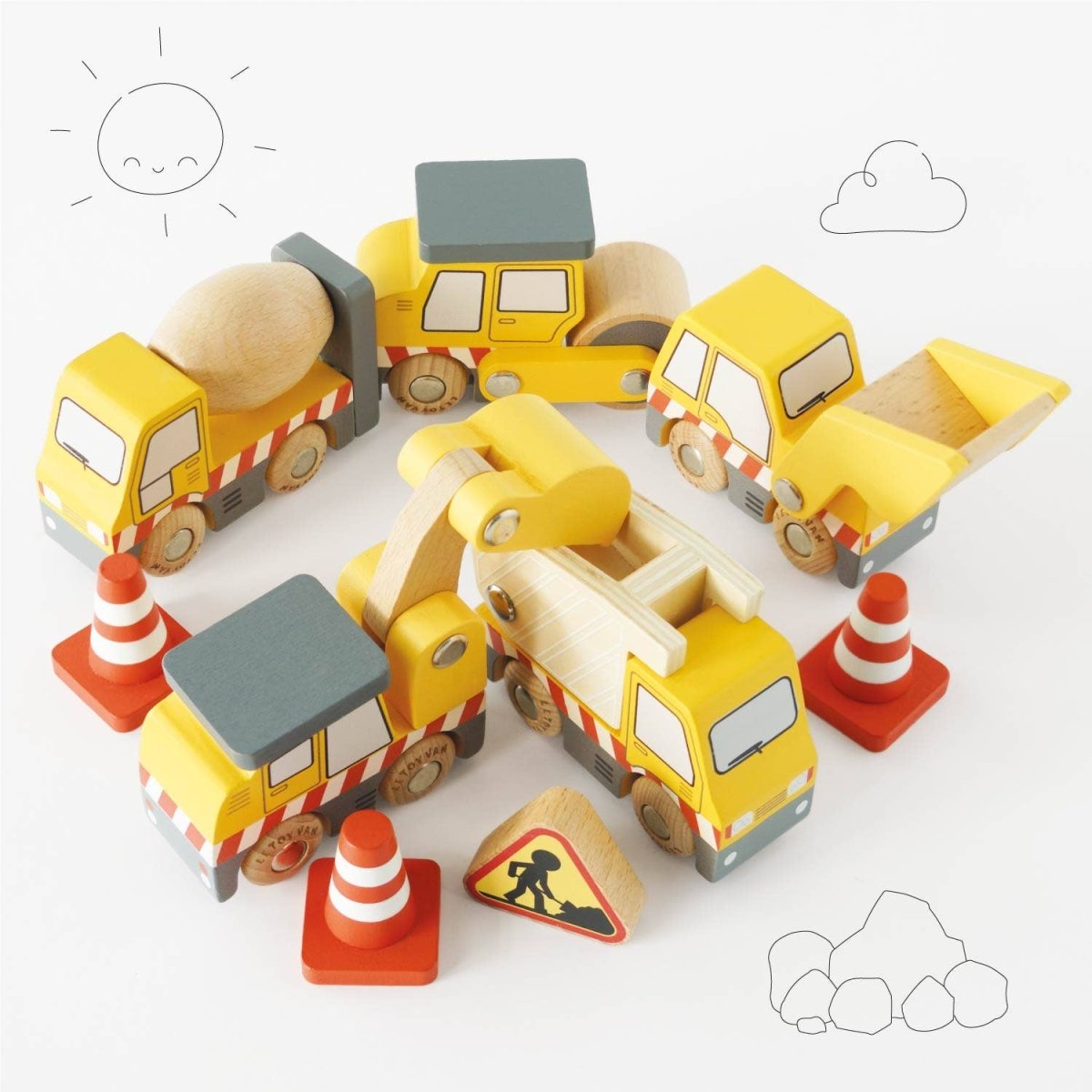 Construction Vehicle Set Wooden Trucks & Diggers - Le Toy Van, Inc. Toys sold by Rosebud & Jo