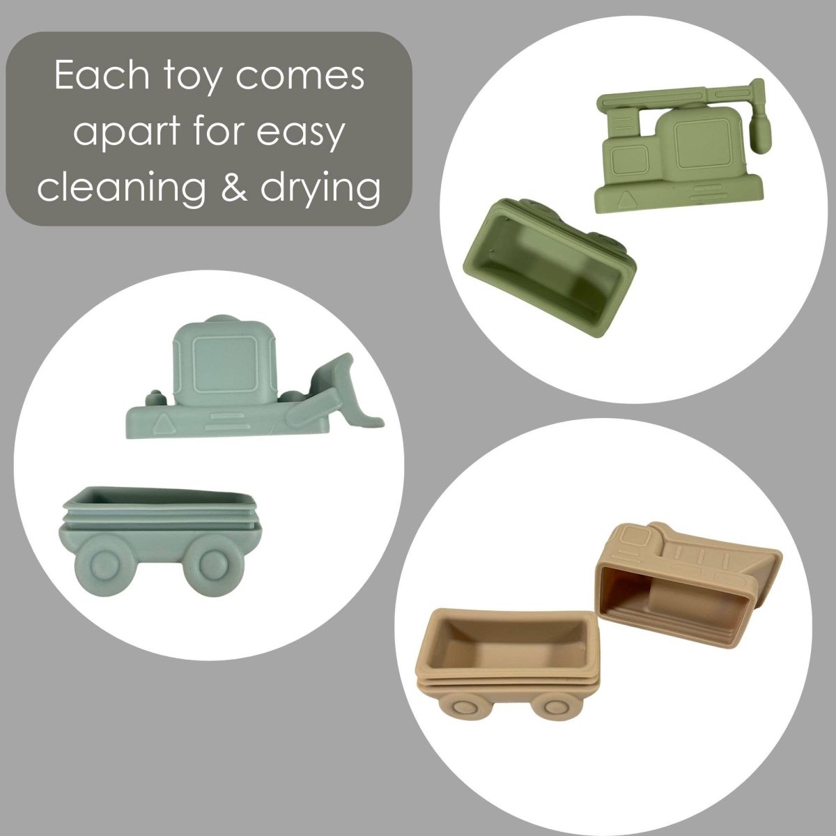 Construction Vehicles Mold - Free Silicone Bath Toy Set - Ali+Oli Bath Toy sold by Rosebud & Jo