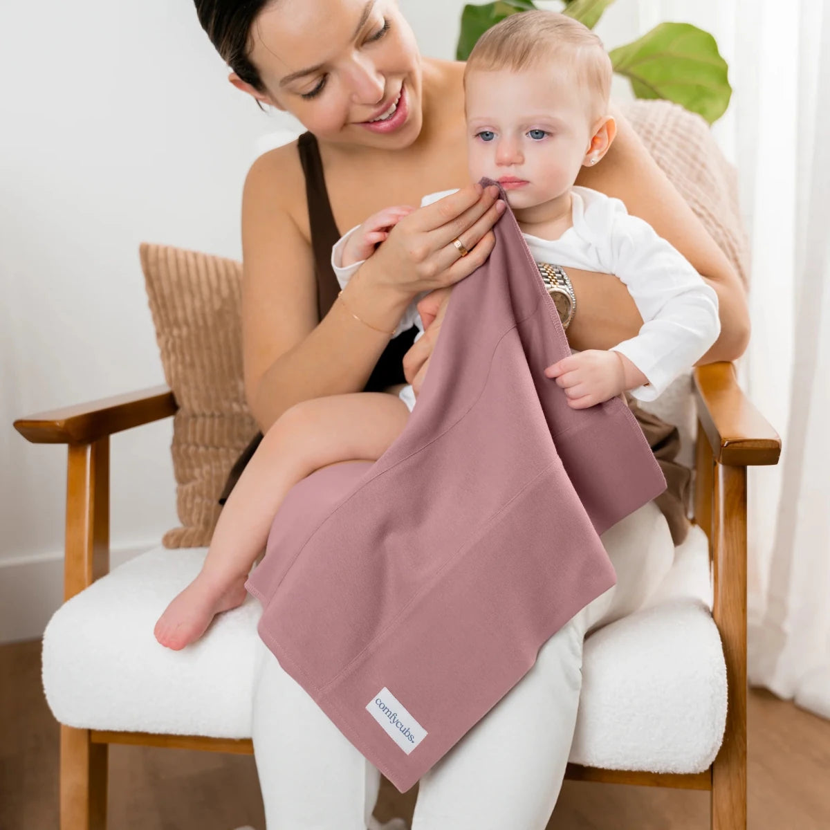 Cotton Burp Cloths in Mauve - 6 Pack - Comfy Cubs Feeding sold by Rosebud & Jo