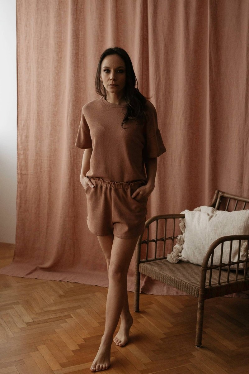 Cotton Knit Poppy Shorts - Evelina Apparel Women's Clothing sold by Rosebud & Jo
