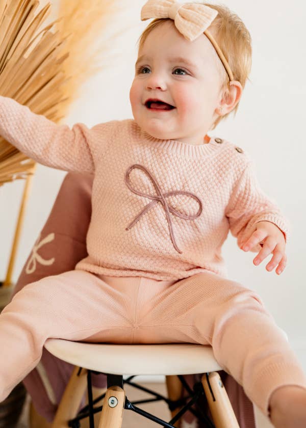 Chloe Bow Sweater Knit Baby Pullover