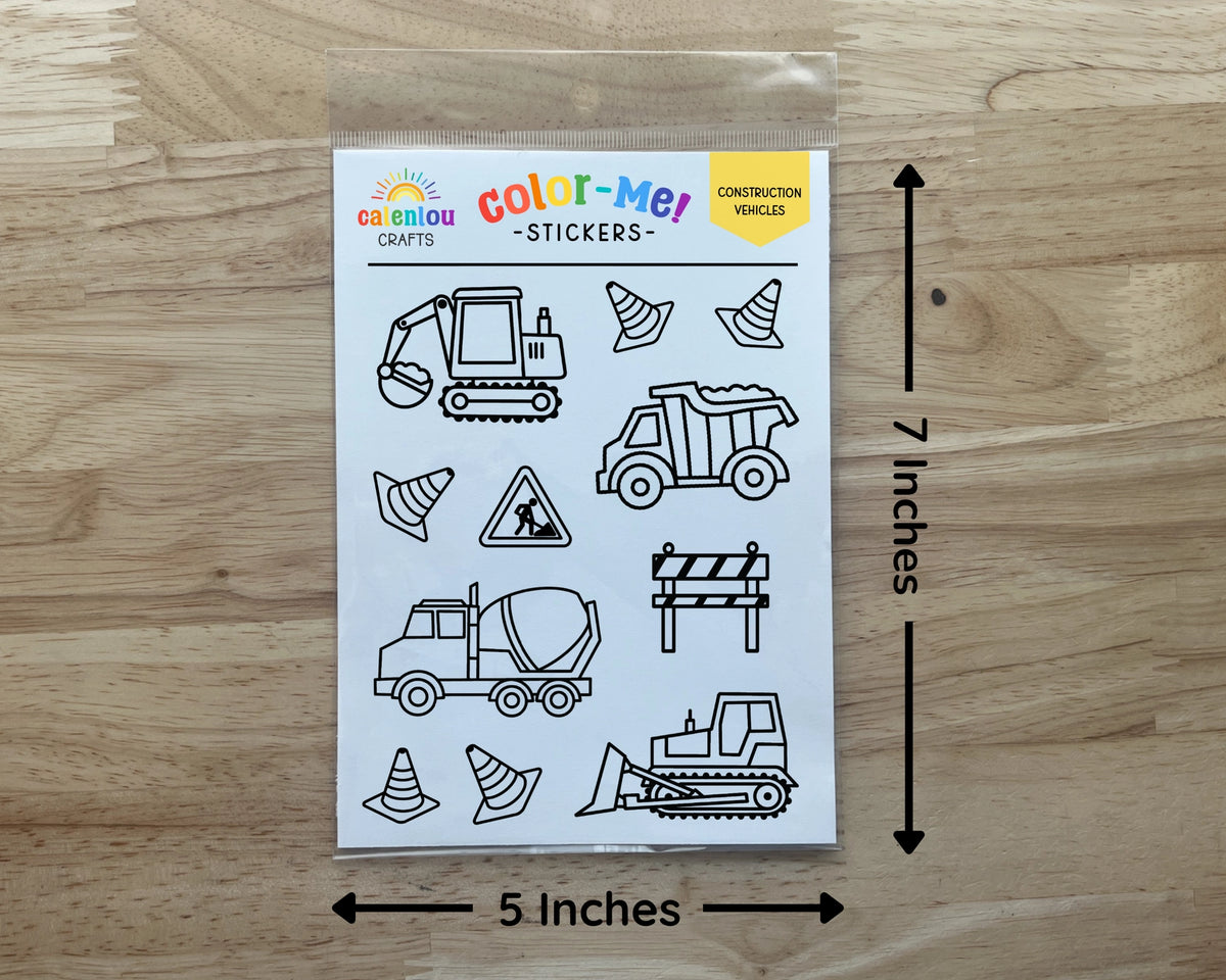 Construction Vehicles Color Your Own Stickers