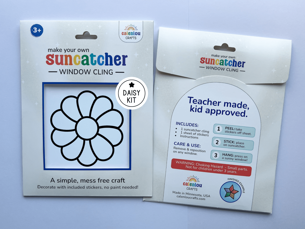 Daisy Flower Suncatcher Sticker Craft Kit for Kids - Calenlou Crafts Arts & Crafts sold by Rosebud & Jo