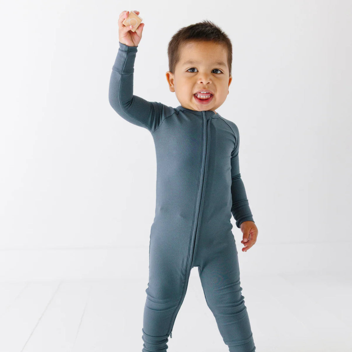 Dark Steel Blue Small Ribbed Romper - Brave Little Ones Baby & Toddler Clothing sold by Rosebud & Jo