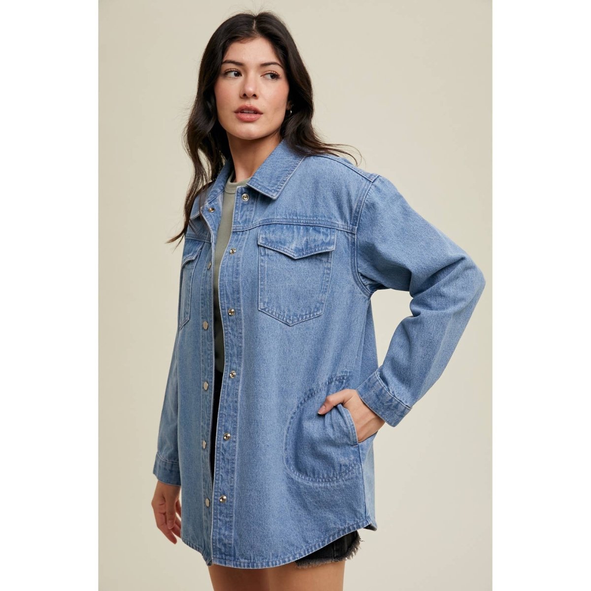 Denim Shacket - Wishlist Apparel Women's Clothing sold by Rosebud & Jo