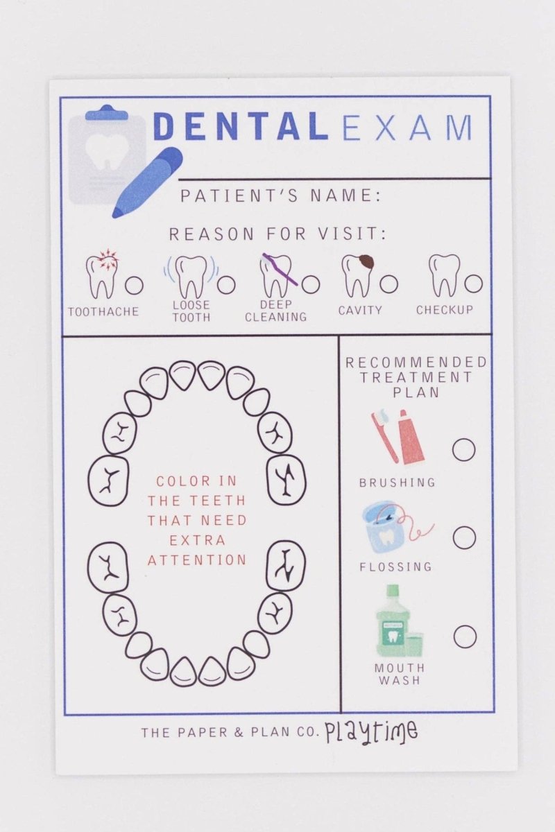 Dental Exam Playtime Pad - The Paper and Plan Co. Toys sold by Rosebud & Jo