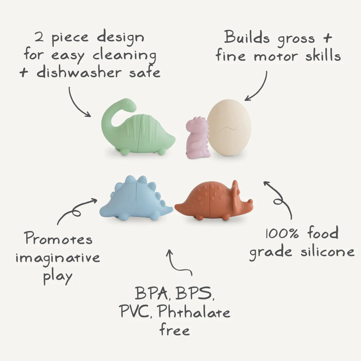 Dino Mold Free Bath Play Set - Mushie Bath Toy sold by Rosebud & Jo