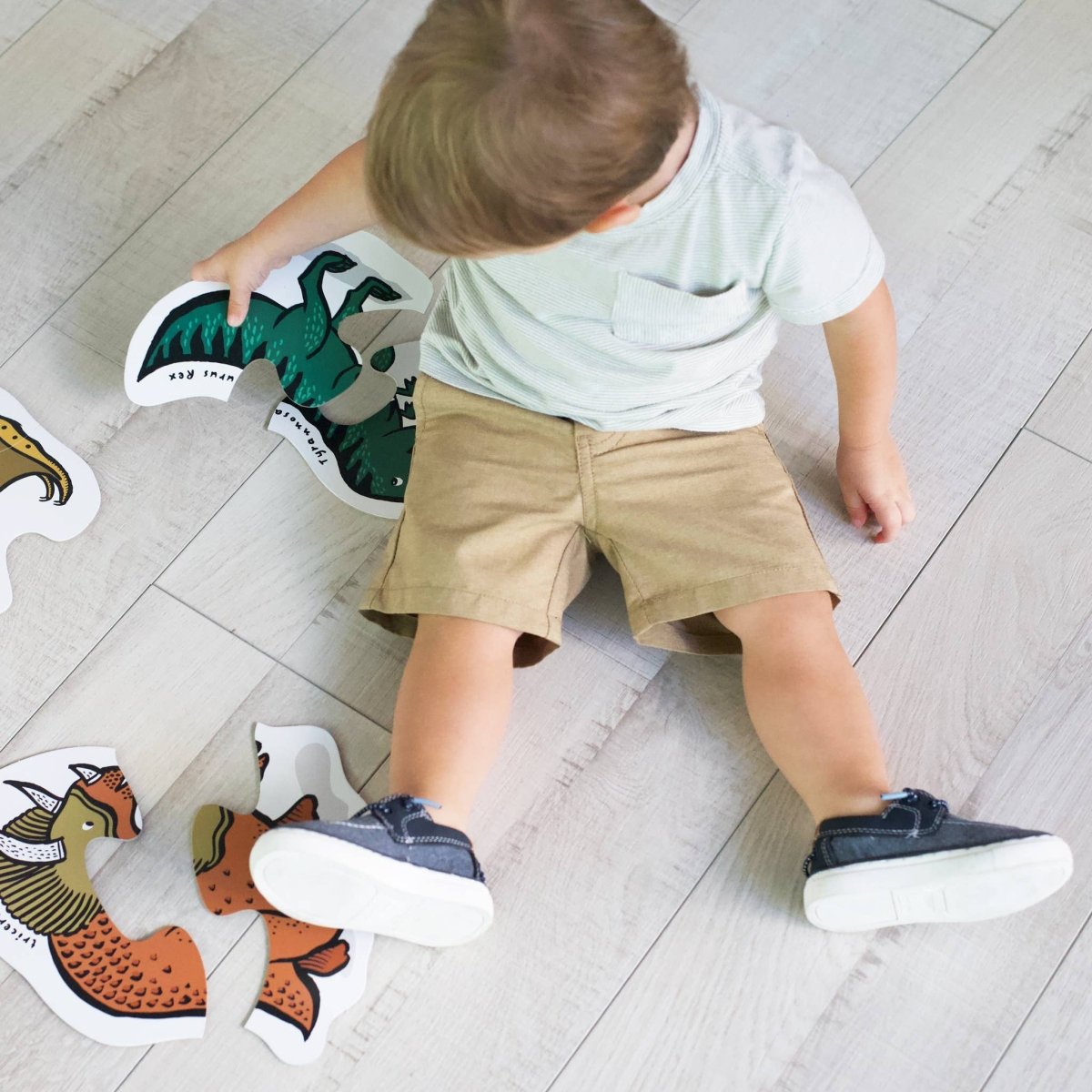 Dinosaur Beginner Puzzle Set – 6 Two - Piece Puzzles for Toddlers and Kids - Wee Gallery Puzzle sold by Rosebud & Jo
