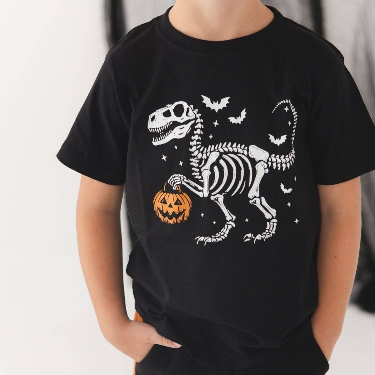 Dinosaur Skeleton Halloween Short Sleeve T-Shirt - Sweet Wink Tops sold by Rosebud & Jo