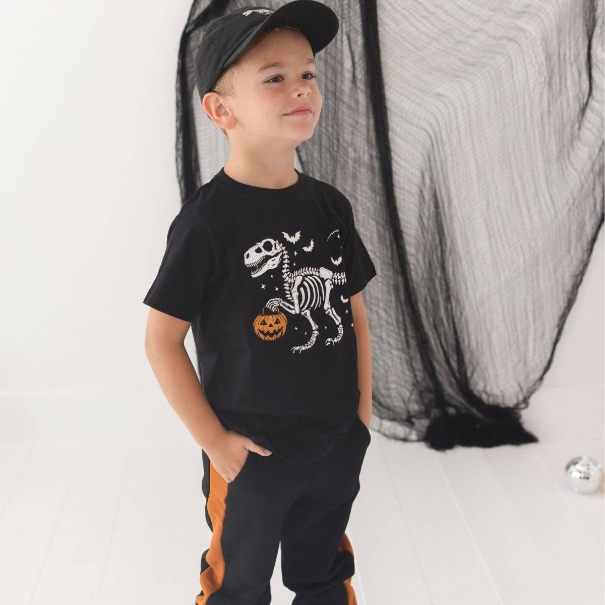 Dinosaur Skeleton Halloween Short Sleeve T-Shirt - Sweet Wink Tops sold by Rosebud & Jo