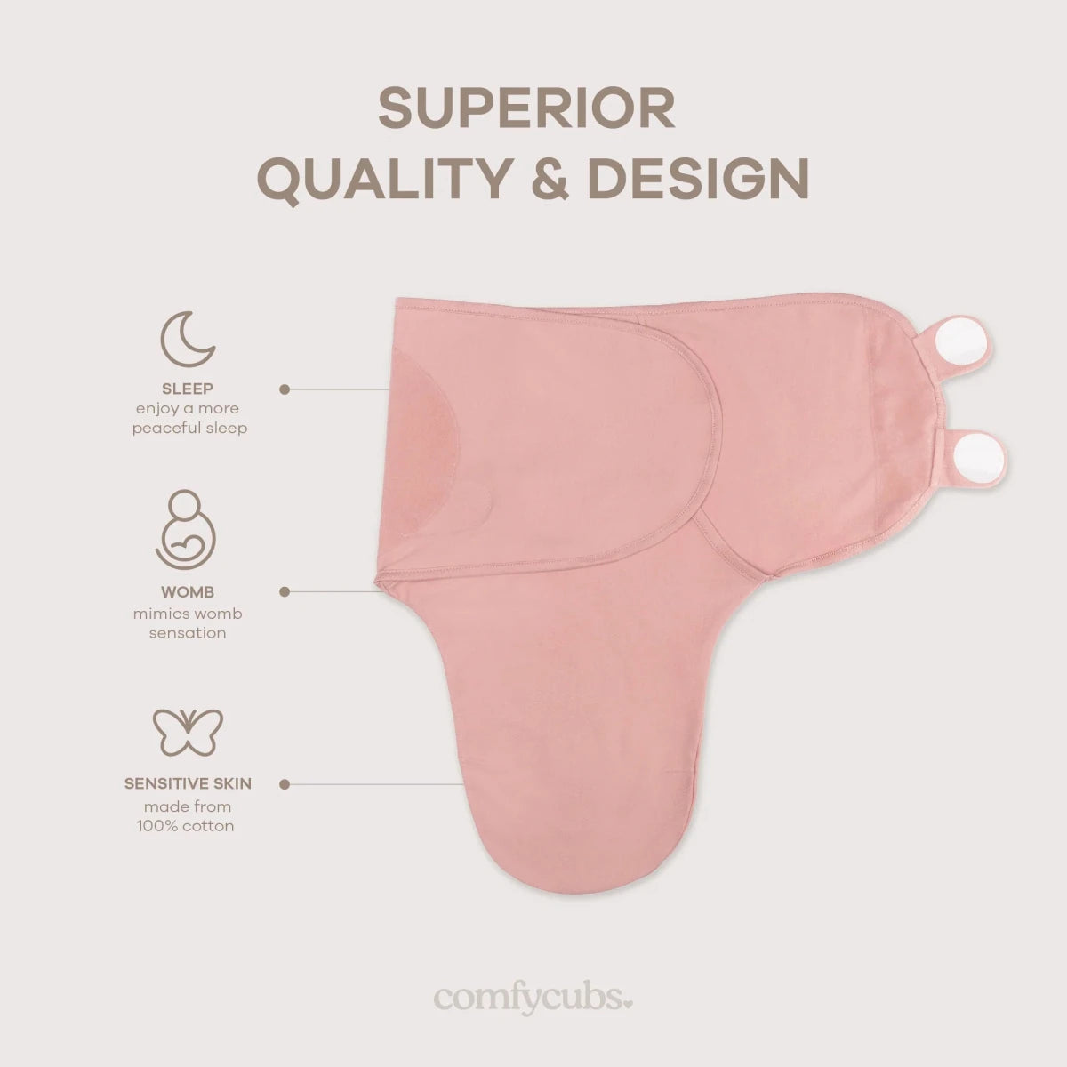 Easy Swaddle Blankets in Blush, Mauve, Mulberry, Pack of 3 - Comfy Cubs Swaddles sold by Rosebud & Jo