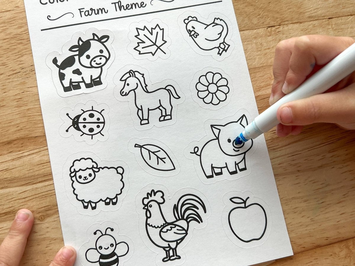 Farm Animal Color Your Own Stickers - Calenlou Crafts Stickers sold by Rosebud & Jo
