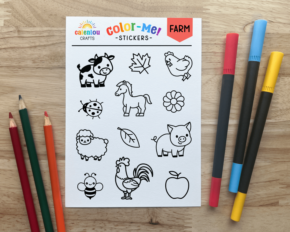 Farm Animal Color Your Own Stickers - Calenlou Crafts Stickers sold by Rosebud & Jo