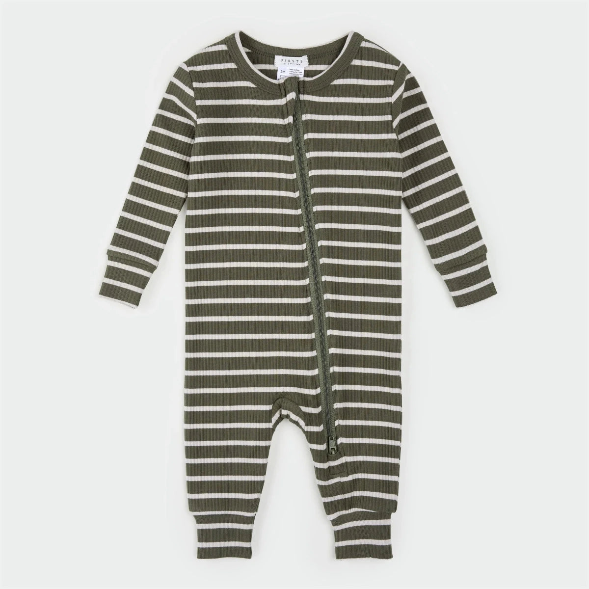 Farm Green Striped Modal Rib Sleeper - Petite Lem Pajamas sold by Rosebud & Jo