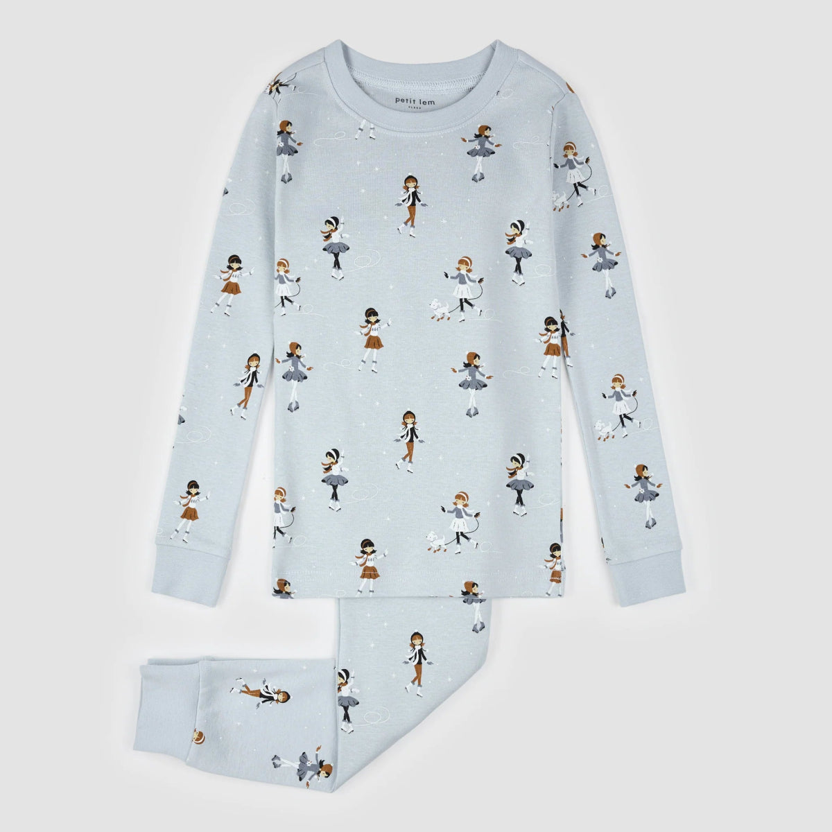 Figure Skating on Pearl Blue Pajama Set - Petite Lem Baby & Toddler Clothing sold by Rosebud & Jo