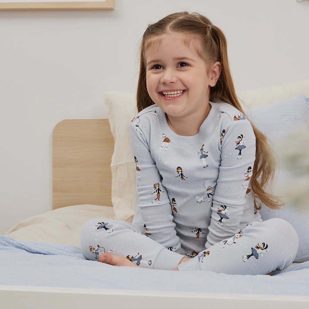 Figure Skating on Pearl Blue Pajama Set - Petite Lem Baby & Toddler Clothing sold by Rosebud & Jo