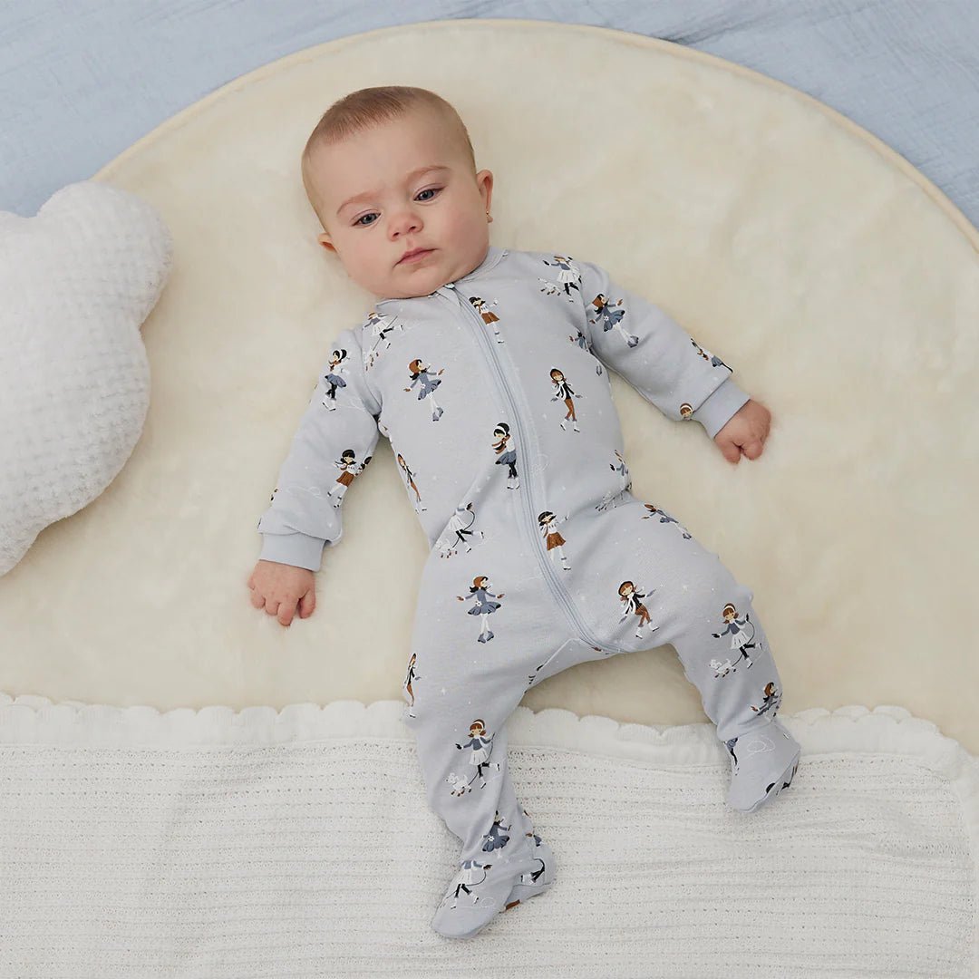 Figure Skating Pearl Blue Sleeper - Petite Lem Baby & Toddler Clothing sold by Rosebud & Jo