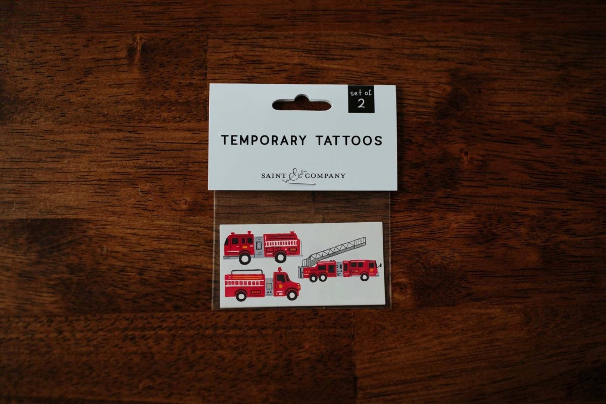 Firetruck Temporary Tattoos for Kids - Saint & Company Toys sold by Rosebud & Jo