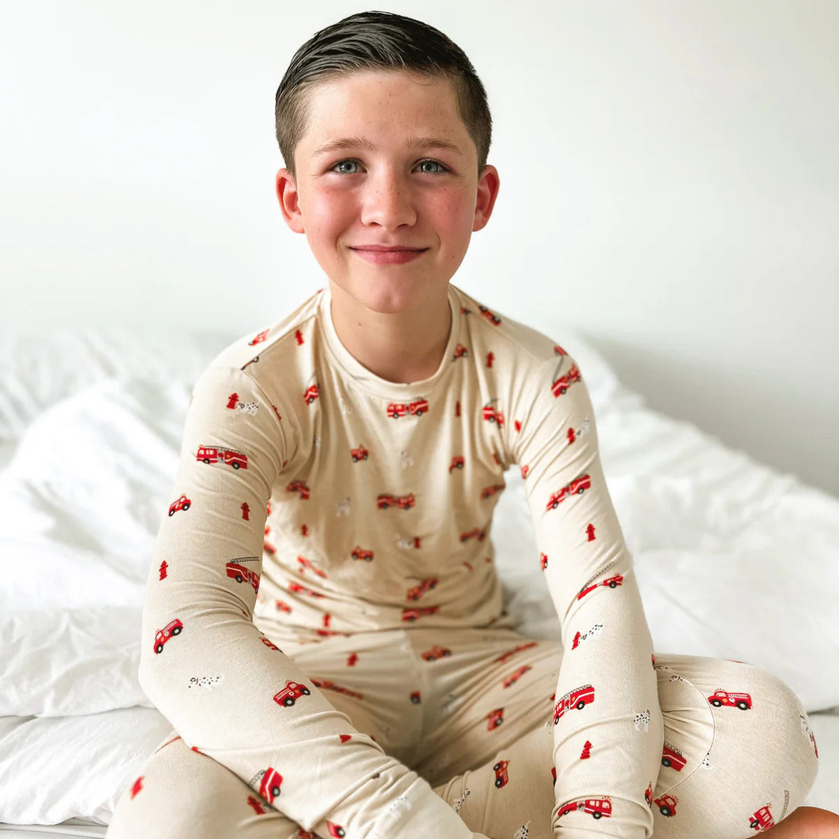 Firetruck Two - piece Pajama Set - Brave Little Ones Baby & Toddler Clothing sold by Rosebud & Jo