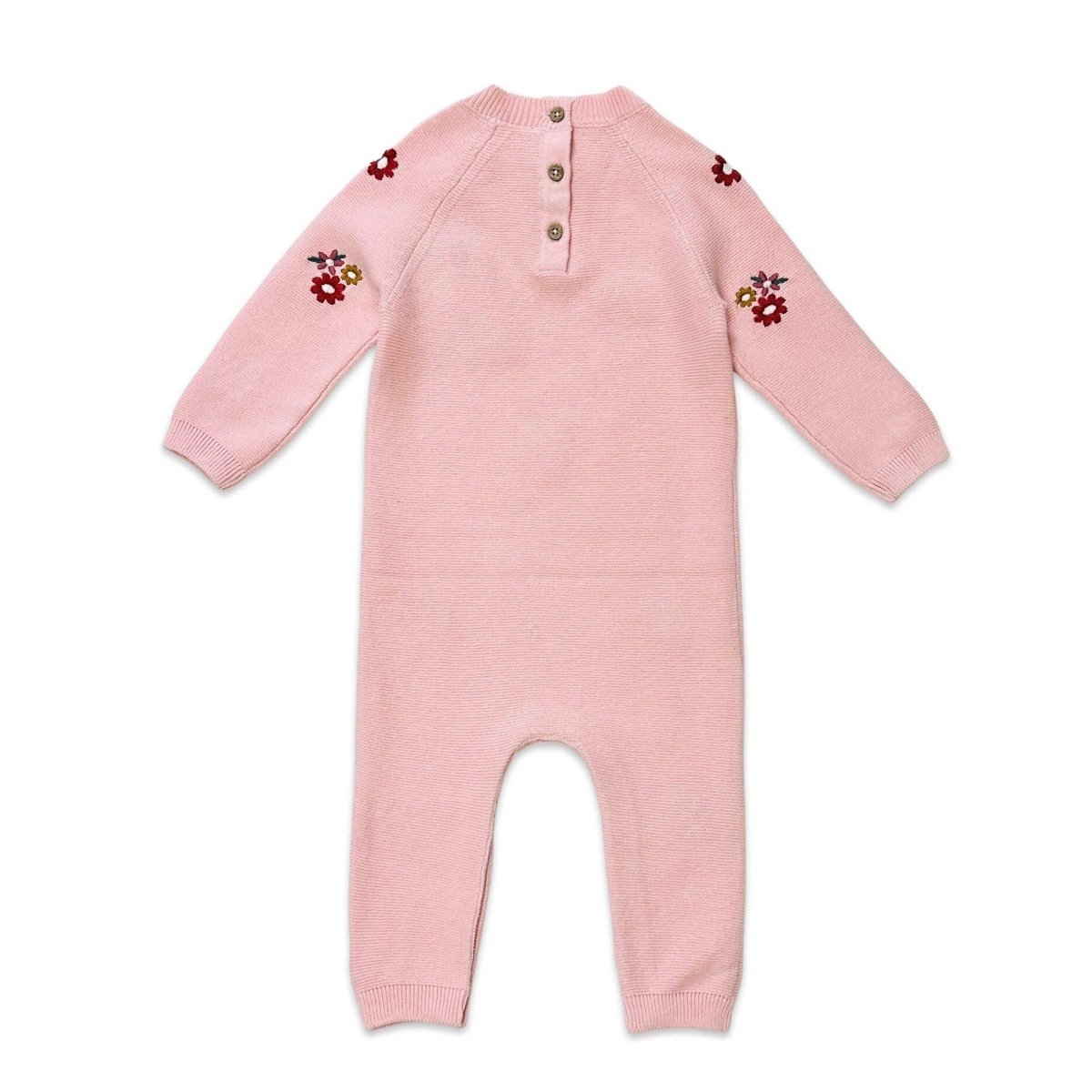Floral Pink Organic Knit Jumpsuit - Viverano Organics Baby & Toddler Clothing sold by Rosebud & Jo