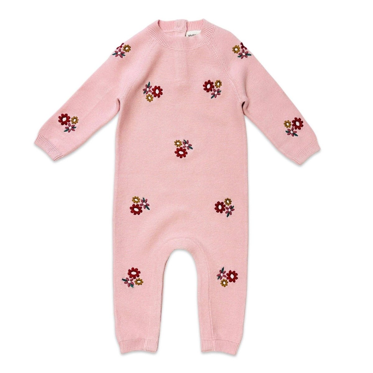 Floral Pink Organic Knit Jumpsuit - Viverano Organics Baby & Toddler Clothing sold by Rosebud & Jo