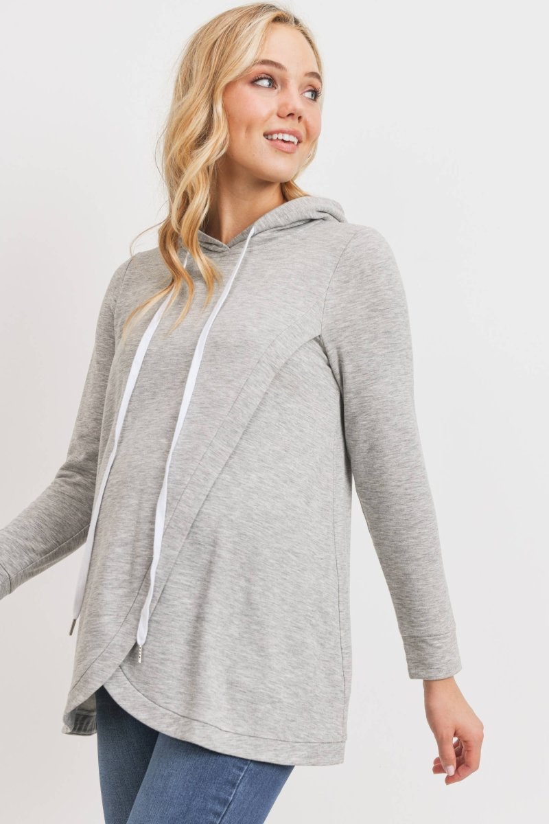 French Terry Crossover Maternity Nursing Hoodie - Hello Miz Maternity Clothes sold by Rosebud & Jo