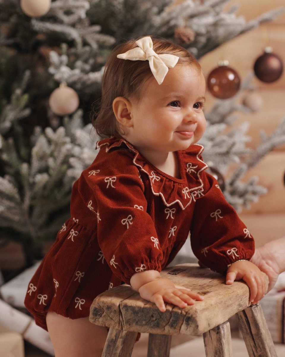 Freya Romper Bows - Rylee + Cru Romper sold by Rosebud & Jo