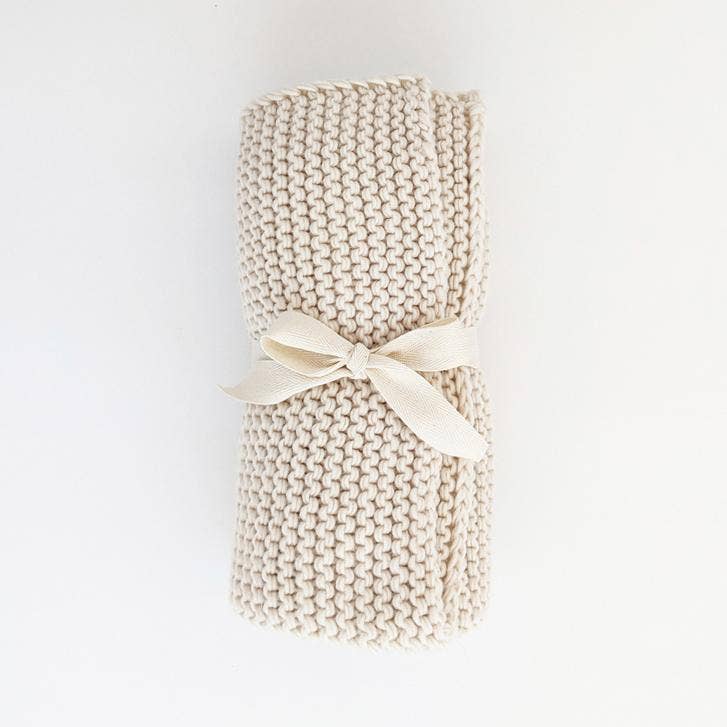Garter Garter Stitch Knit Baby Blanket - Huggalugs sold by Rosebud & Jo