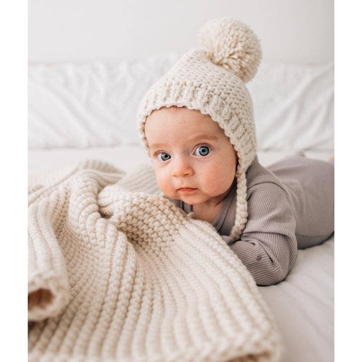 Garter Garter Stitch Knit Baby Blanket - Huggalugs sold by Rosebud & Jo