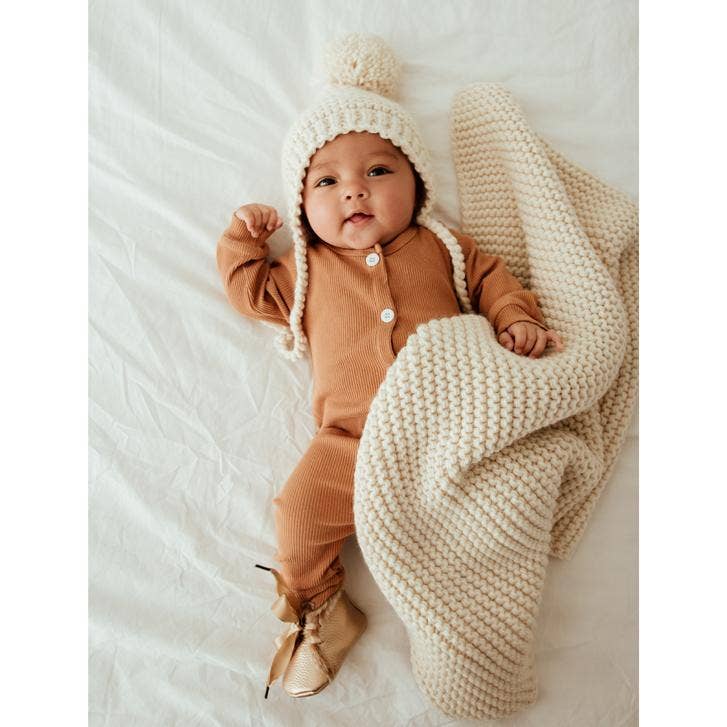 Garter Garter Stitch Knit Baby Blanket - Huggalugs sold by Rosebud & Jo