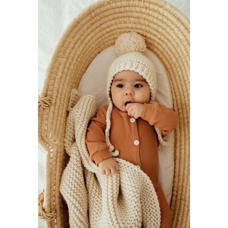 Garter Garter Stitch Knit Baby Blanket - Huggalugs sold by Rosebud & Jo