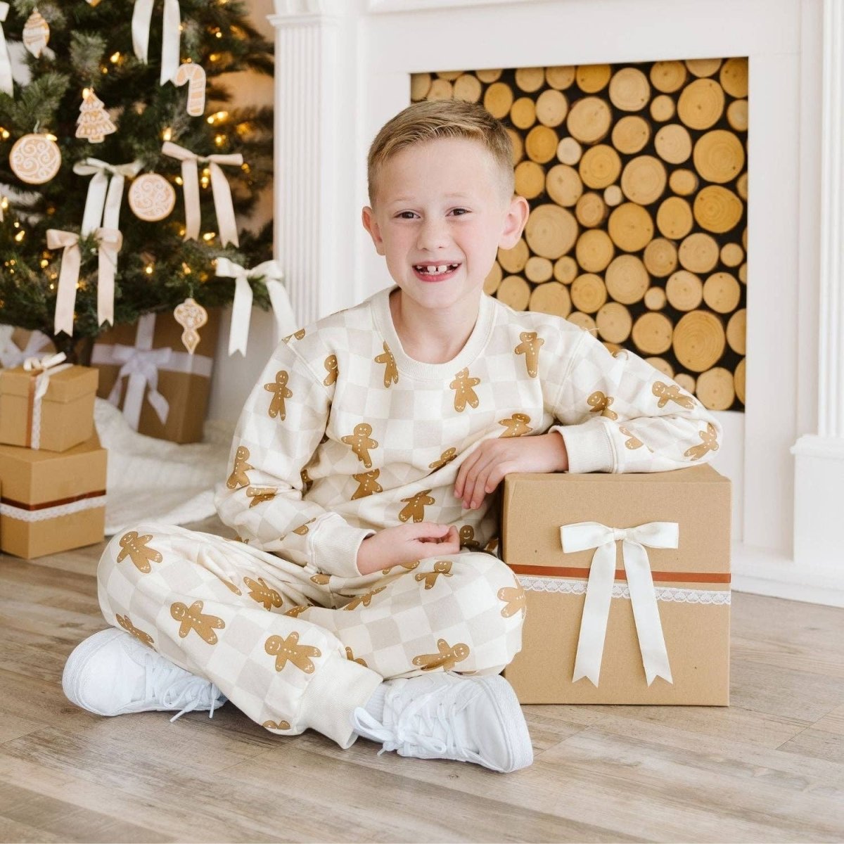 Gingerbread Christmas Checkered Sweatshirt - Sweet Wink Tops sold by Rosebud & Jo