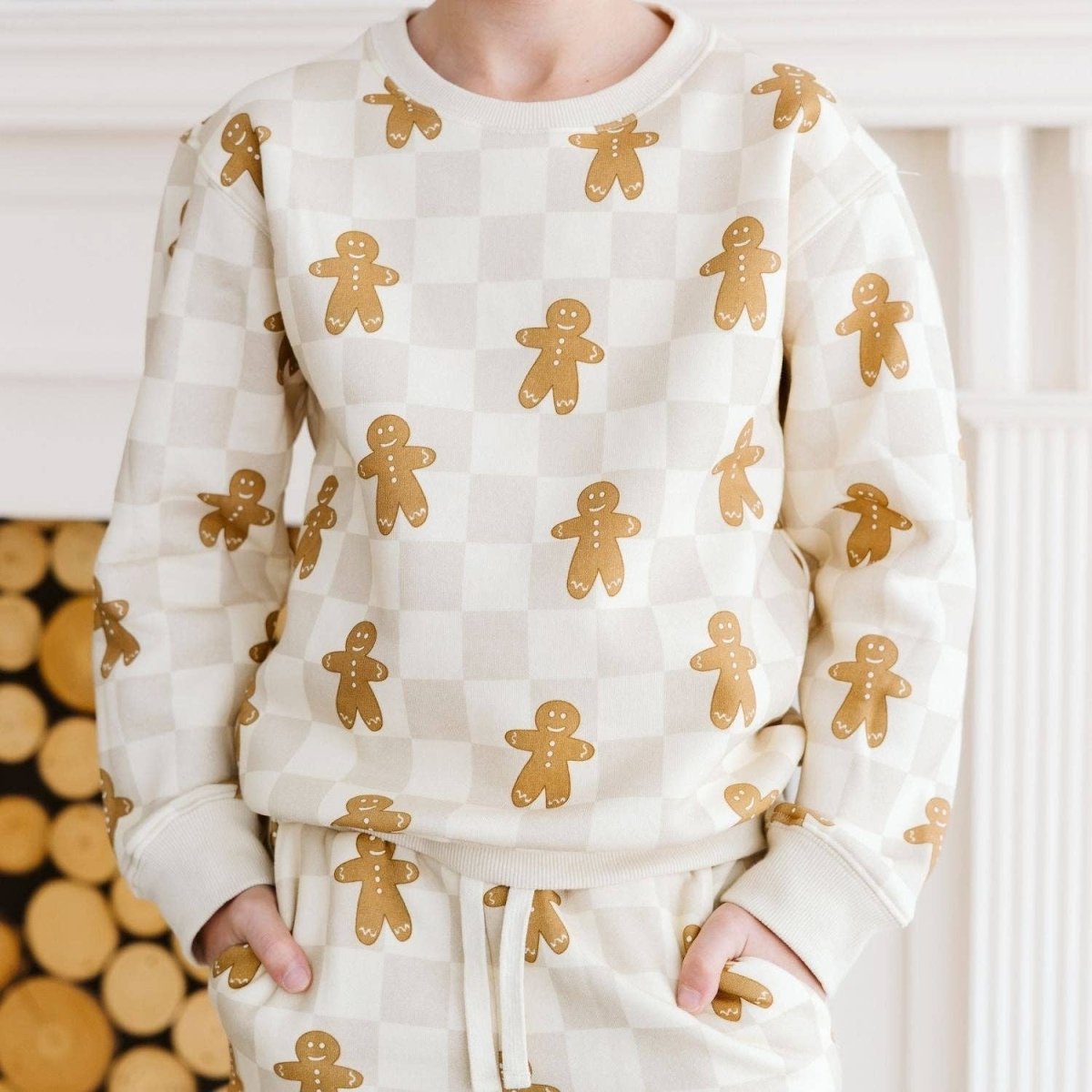 Gingerbread Christmas Checkered Sweatshirt - Sweet Wink Tops sold by Rosebud & Jo