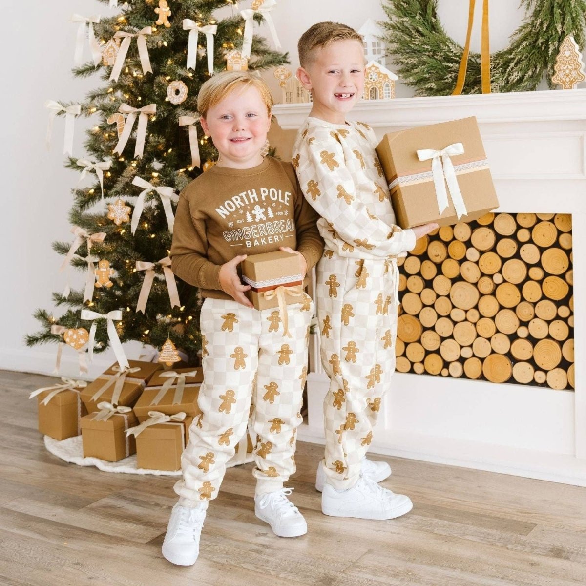 Gingerbread Christmas Checkered Sweatshirt - Sweet Wink Tops sold by Rosebud & Jo