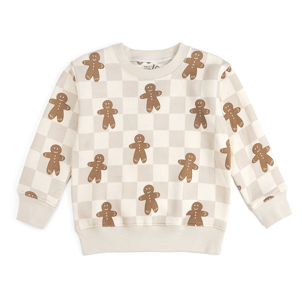 Gingerbread Christmas Checkered Sweatshirt - Sweet Wink Tops sold by Rosebud & Jo