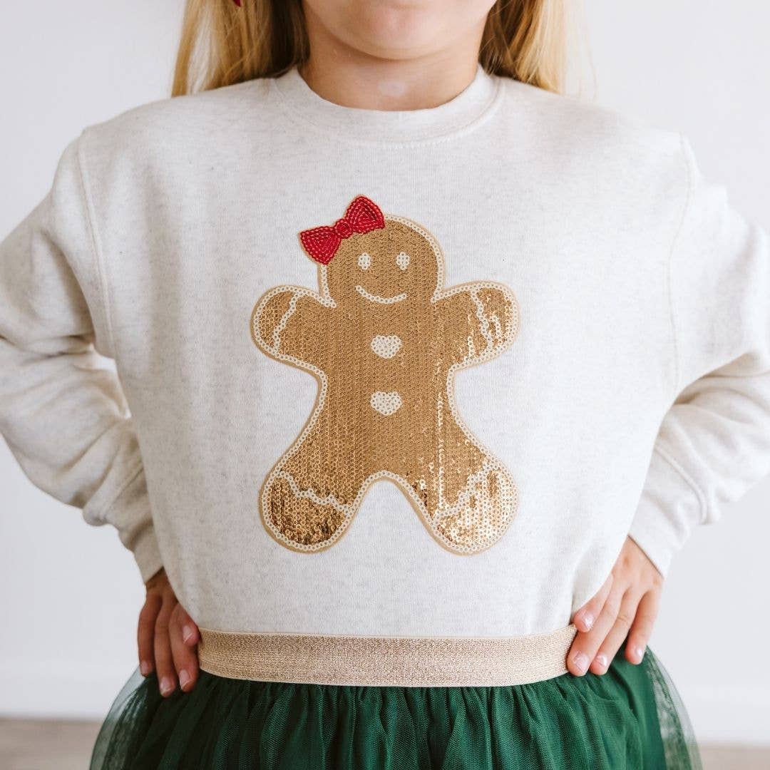 Gingerbread Sequin Christmas Sweatshirt - Sweet Wink Baby & Toddler Clothing sold by Rosebud & Jo