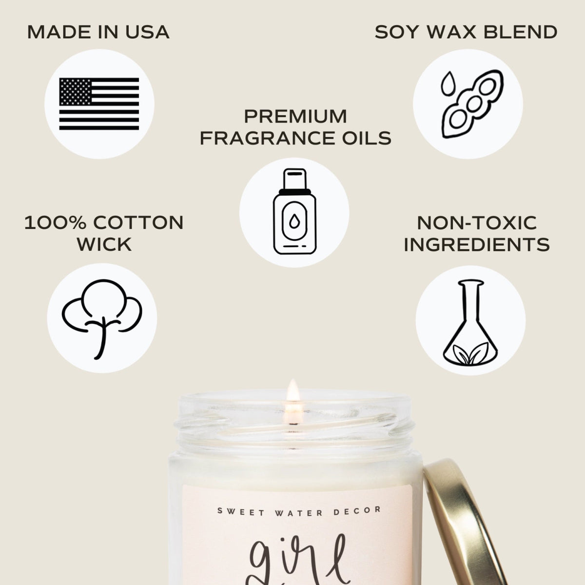 Girl Mom Quote Label Candle - Sweet Water Decor Candle sold by Rosebud & Jo