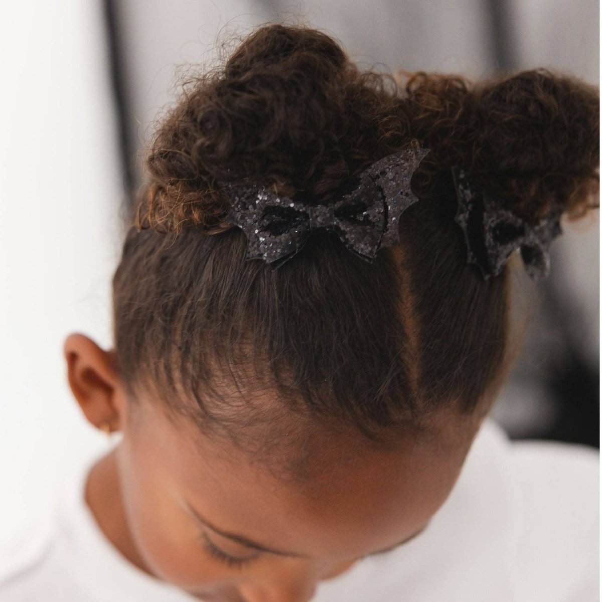 Glitter Bat Halloween Bow Clip Set - Sweet Wink Hair Accessories sold by Rosebud & Jo