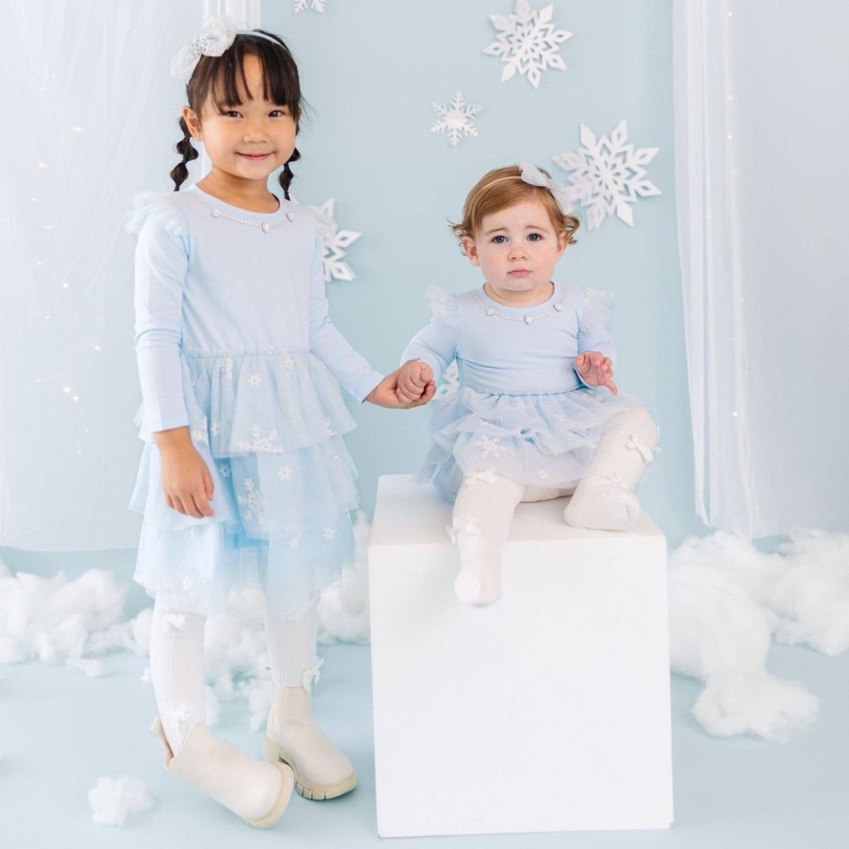 Glitter Snowflake Long Sleeve Tutu Dress - Sweet Wink Dresses sold by Rosebud & Jo