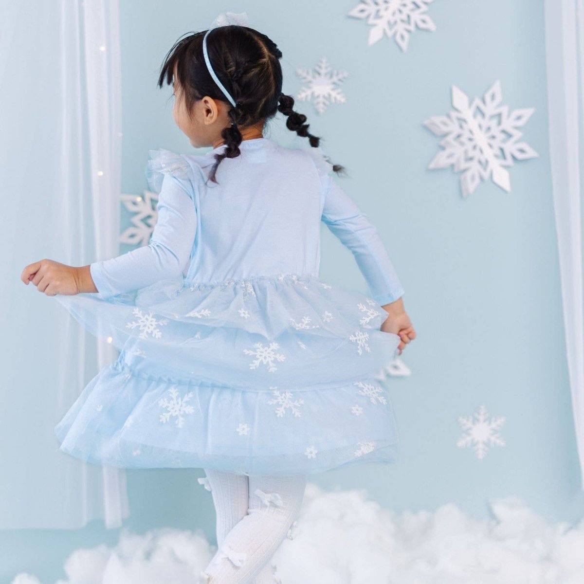 Glitter Snowflake Long Sleeve Tutu Dress - Sweet Wink Dresses sold by Rosebud & Jo