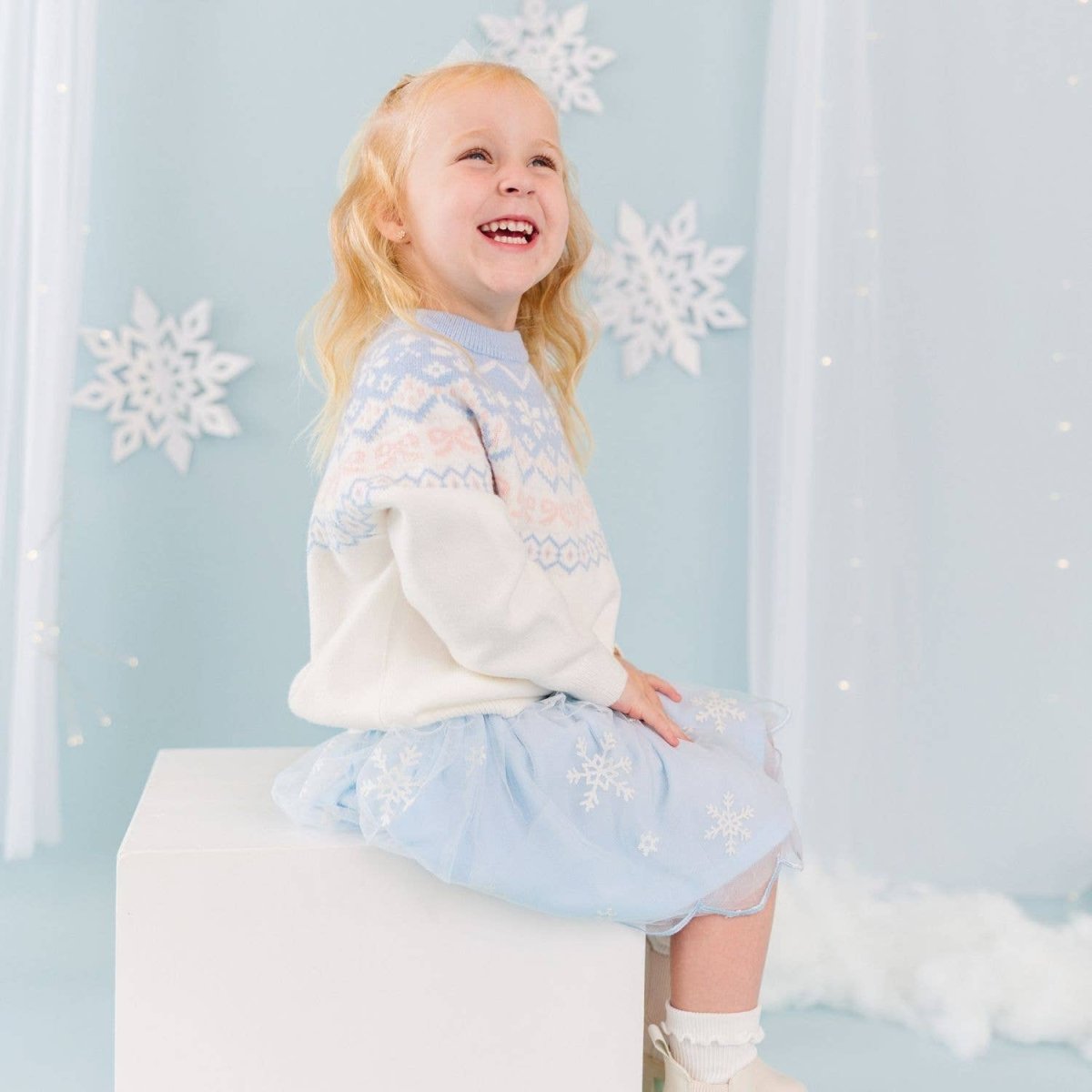 Glitter Snowflake Scalloped Tutu Skirt - Sweet Wink Baby & Toddler Clothing sold by Rosebud & Jo