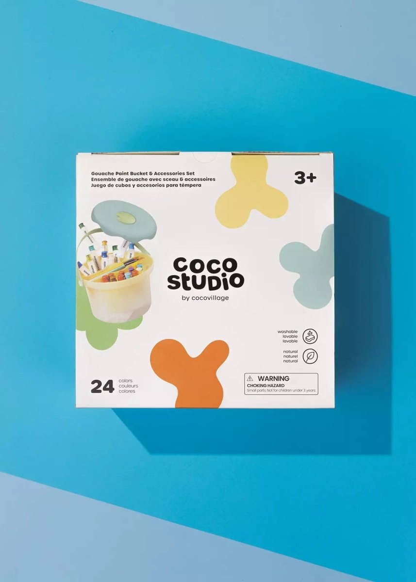 Gouache Paint Bucket & Accessories Set - 24 Colors - Coco Village Art sold by Rosebud & Jo
