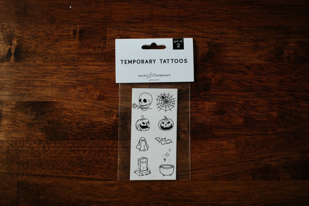 Halloween Flash Temporary Tattoos for Kids – Set of 8 Mini Spooky Designs - Saint & Company Toys sold by Rosebud & Jo