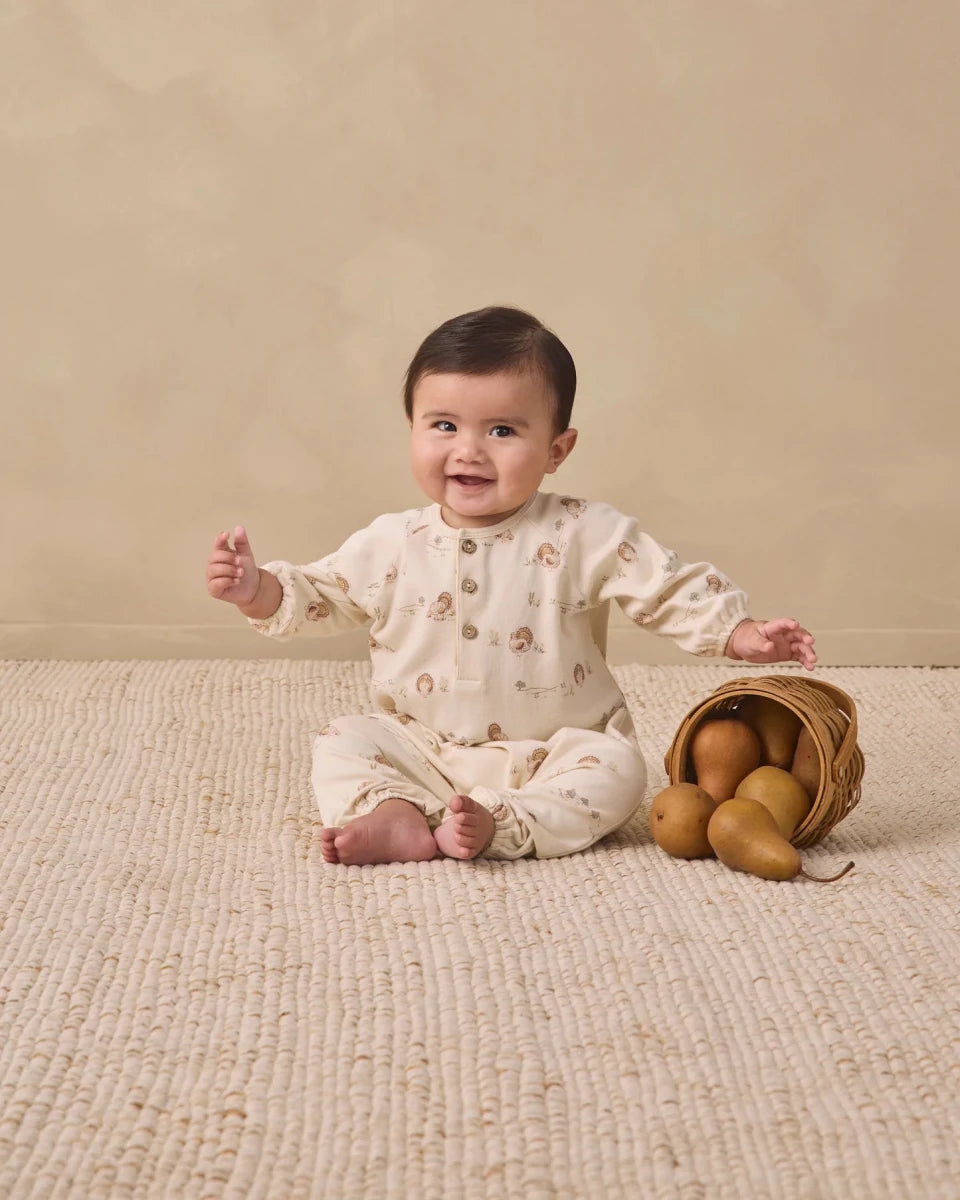Henley Bubble Jumpsuit Turkey - Quincy Mae Rompers & Jumpers sold by Rosebud & Jo