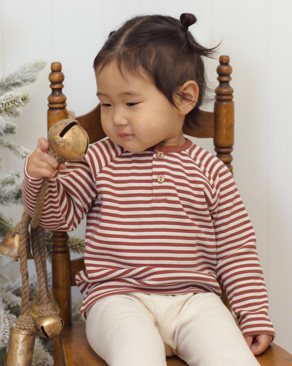 Henley Knit Top || Candy Stripe - Quincy Mae Tops sold by Rosebud & Jo