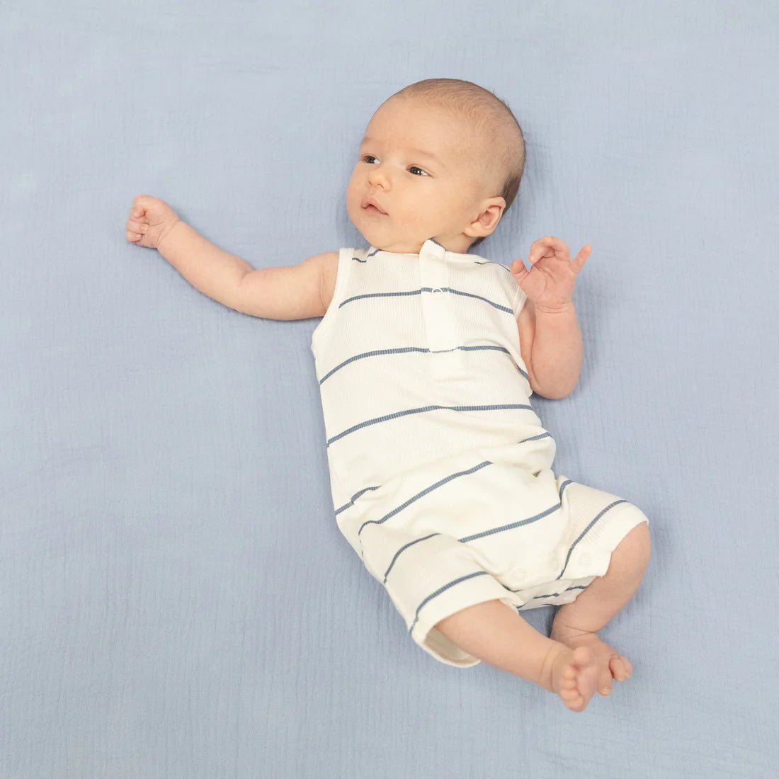 Henley Shortie Romper - Vintage Stripe - Angel Dear Rompers & Jumpers sold by Rosebud & Jo