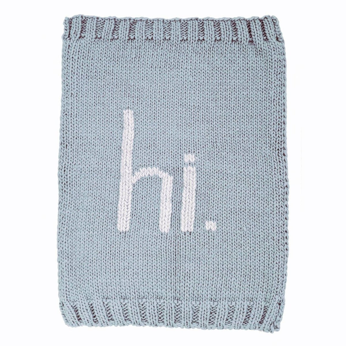 Hi. Hand Knit Baby Blanket - Huggalugs Blanket sold by Rosebud & Jo