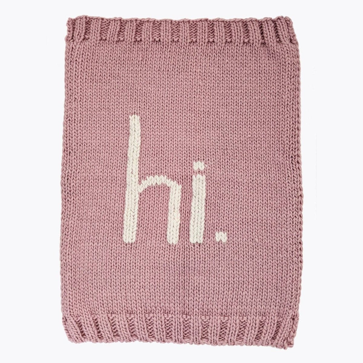 Hi. Hand Knit Baby Blanket - Huggalugs Blanket sold by Rosebud & Jo
